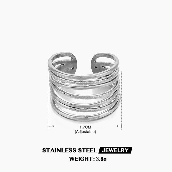 Wholesale Stainless Steel Geometric Love Open Ring For Women 18K Gold Plated