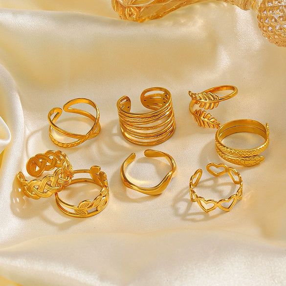 Wholesale Stainless Steel Geometric Love Open Ring For Women 18K Gold Plated