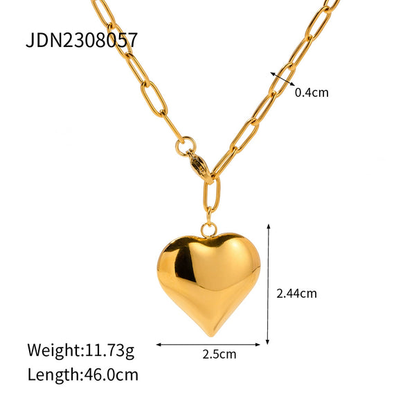 Wholesale Stainless Steel Geometric Love Peach Heart Necklace For Women With Electroplating Treatment