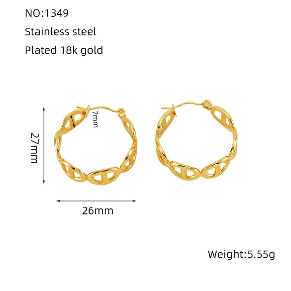 Wholesale Stainless Steel Geometric Love Star Hollow Hoop Earrings For Women With Electroplating Treatment