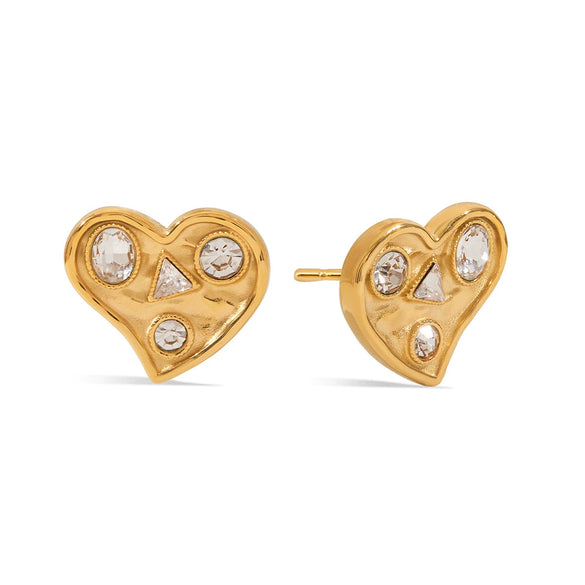 Wholesale Stainless Steel Geometric Love Zircon Earrings Electroplating Design For Women