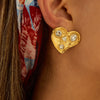 Wholesale Stainless Steel Geometric Love Zircon Earrings Electroplating Design For Women
