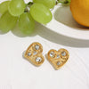 Wholesale Stainless Steel Geometric Love Zircon Earrings Electroplating Design For Women