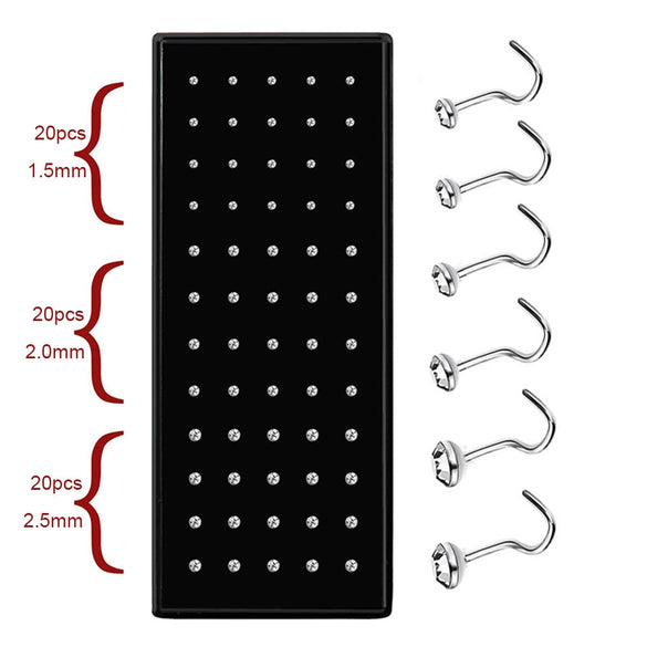 Wholesale Stainless Steel Geometric Ltype Nose Ring Set With Diamonds Puncture Jewelry Unisex