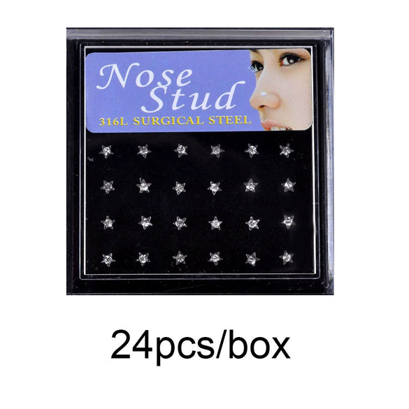 Wholesale Stainless Steel Geometric Ltype Nose Ring Set With Diamonds Puncture Jewelry Unisex