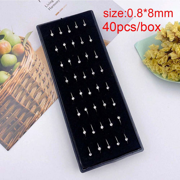 Wholesale Stainless Steel Geometric Ltype Nose Ring Set With Diamonds Puncture Jewelry Unisex