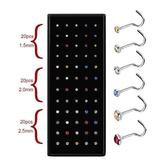 Wholesale Stainless Steel Geometric Ltype Nose Ring Set With Diamonds Puncture Jewelry Unisex