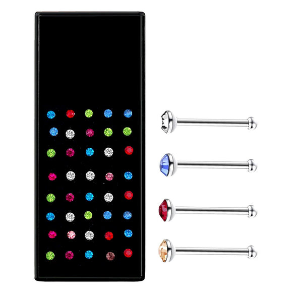 Wholesale Stainless Steel Geometric Ltype Nose Ring Set With Diamonds Puncture Jewelry Unisex