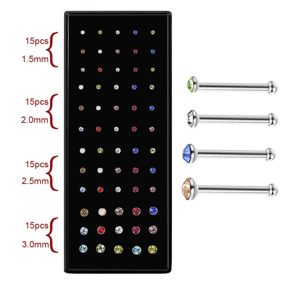 Wholesale Stainless Steel Geometric Ltype Nose Ring Set With Diamonds Puncture Jewelry Unisex