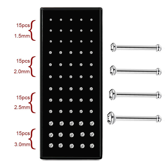 Wholesale Stainless Steel Geometric Ltype Nose Ring Set With Diamonds Puncture Jewelry Unisex