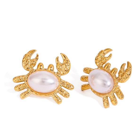 Wholesale Stainless Steel Geometric Marine Holiday Style Earrings With Electroplating