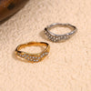 Wholesale Stainless Steel Geometric Micro Inlaid White Diamond Electroplated 18K Gold Bracelet And Irregular Ring For Women