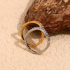 Wholesale Stainless Steel Geometric Micro Inlaid White Diamond Electroplated 18K Gold Bracelet And Irregular Ring For Women
