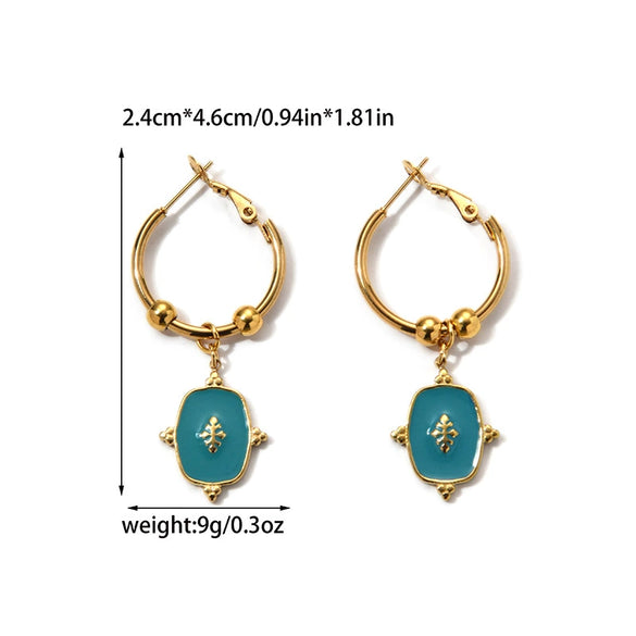 Wholesale Stainless Steel Geometric Microinlaid Electroplated Women's Retro Earrings