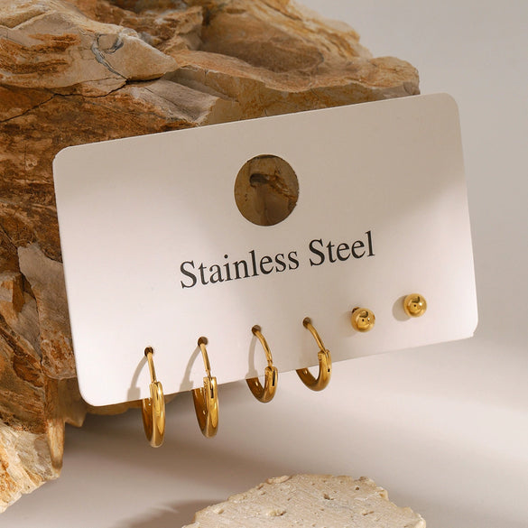Wholesale Stainless Steel Geometric Minimalist Electroplated Women's Earrings