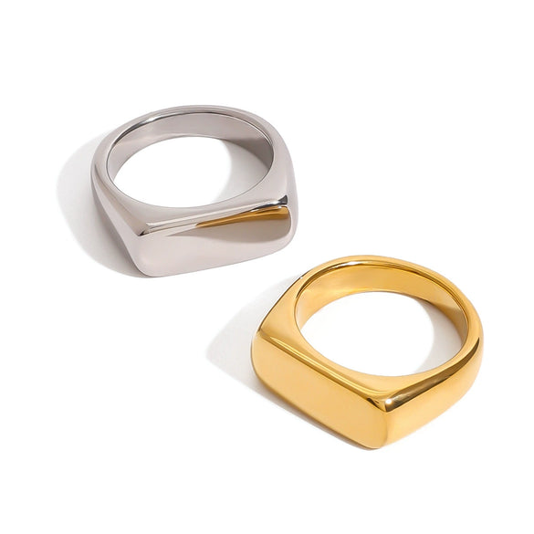 Wholesale Stainless Steel Geometric Minimalist Ring With 18K Gold Electroplating