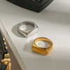 Wholesale Stainless Steel Geometric Minimalist Ring With 18K Gold Electroplating