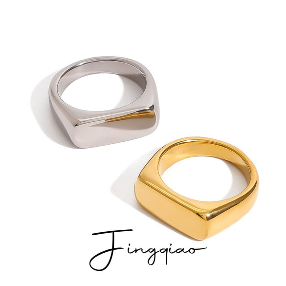 Wholesale Stainless Steel Geometric Minimalist Ring With 18K Gold Electroplating