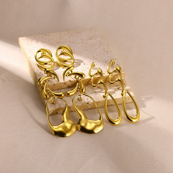 Wholesale Stainless Steel Geometric Minimalist Women's Earrings With Electroplating