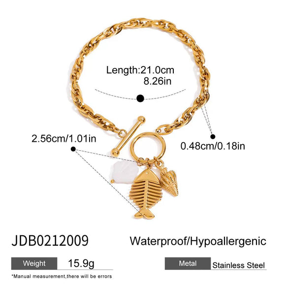 Wholesale Stainless Steel Geometric Minimalist Women's Electroplated Shell Bracelet Jewelry