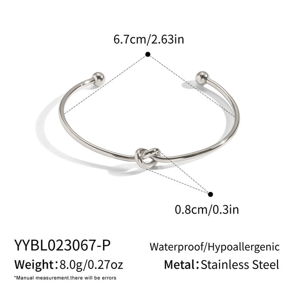 Wholesale Stainless Steel Geometric Modern Minimalist Vacuumplated 18K Gold Knotted Open Bracelet Jewelry Accessories