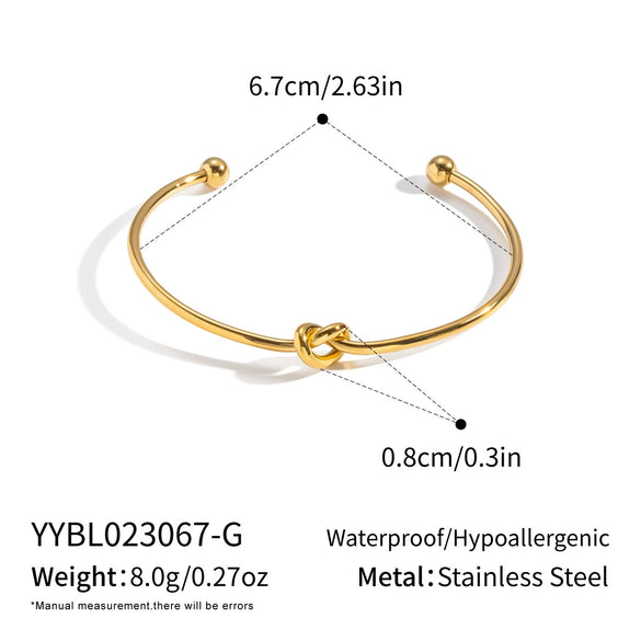 Wholesale Stainless Steel Geometric Modern Minimalist Vacuumplated 18K Gold Knotted Open Bracelet Jewelry Accessories