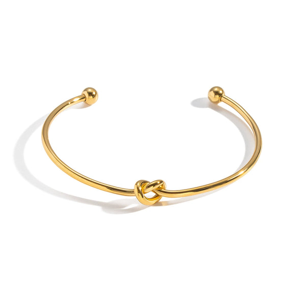 Wholesale Stainless Steel Geometric Modern Minimalist Vacuumplated 18K Gold Knotted Open Bracelet Jewelry Accessories