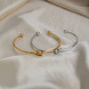 Wholesale Stainless Steel Geometric Modern Minimalist Vacuumplated 18K Gold Knotted Open Bracelet Jewelry Accessories