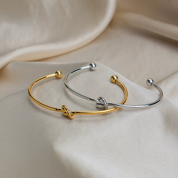 Wholesale Stainless Steel Geometric Modern Minimalist Vacuumplated 18K Gold Knotted Open Bracelet Jewelry Accessories