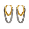 Wholesale 316L Stainless Steel Geometric Multi Layer Chain Tassel Earrings With Pvd Electroplated Buckle For Women