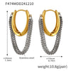 Wholesale 316L Stainless Steel Geometric Multi Layer Chain Tassel Earrings With Pvd Electroplated Buckle For Women