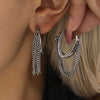 Wholesale 316L Stainless Steel Geometric Multi Layer Chain Tassel Earrings With Pvd Electroplated Buckle For Women