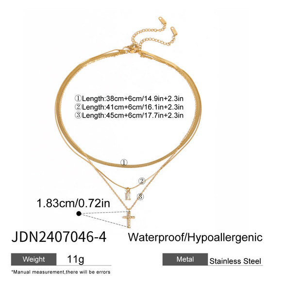 Wholesale Stainless Steel Geometric Multi Layer Clavicle Necklace With Electroplating Titanium Steel Jewelry For Women
