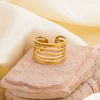 Wholesale Stainless Steel Geometric Multi Layer Irregular Plated Ring For Women