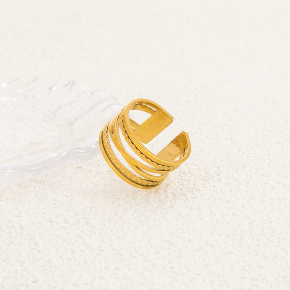 Wholesale Stainless Steel Geometric Multi Layer Irregular Plated Ring For Women