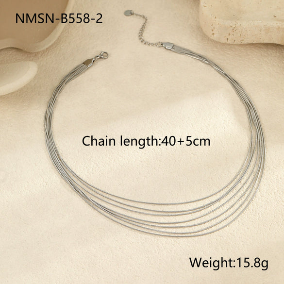 Wholesale Stainless Steel Geometric Multi Layered Clavicle Chain Jewelry With Electroplating Light Luxury Style For Women