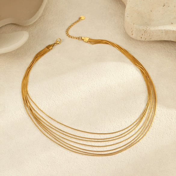 Wholesale Stainless Steel Geometric Multi Layered Clavicle Chain Jewelry With Electroplating Light Luxury Style For Women