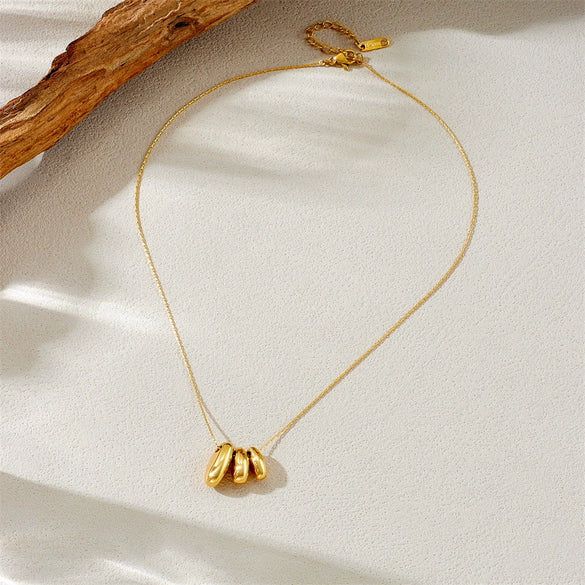 Wholesale Stainless Steel Geometric Multicircle Pendant Goldplated Box Chain Necklace For Women