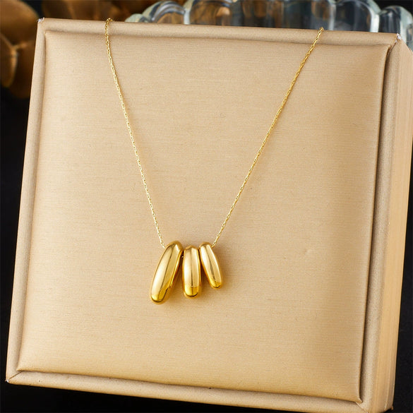 Wholesale Stainless Steel Geometric Multicircle Pendant Goldplated Box Chain Necklace For Women