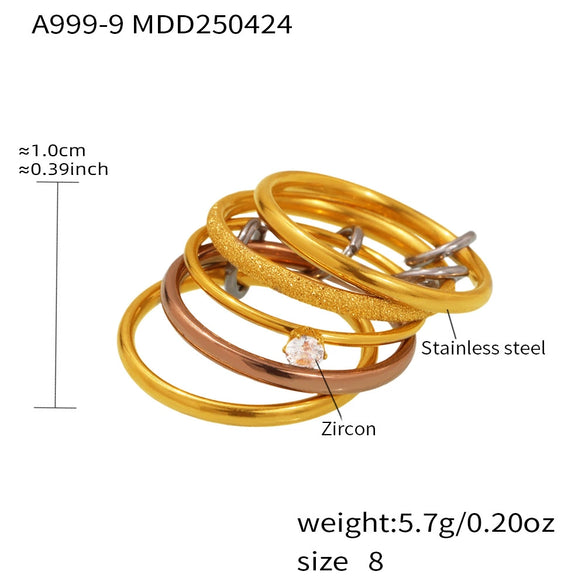 Wholesale Stainless Steel Geometric Multilayer Layered Ring With Electroplating For Women