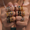 Wholesale Stainless Steel Geometric Multilayer Layered Ring With Electroplating For Women