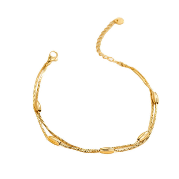 Wholesale Stainless Steel Geometric Multilayer Stacked Anklet With Retro Pendant Unisex Foot Jewelry