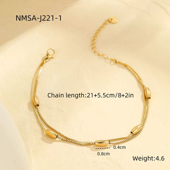 Wholesale Stainless Steel Geometric Multilayer Stacked Anklet With Retro Pendant Unisex Foot Jewelry