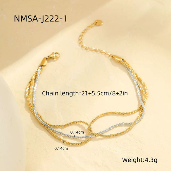 Wholesale Stainless Steel Geometric Multilayer Stacked Anklet With Retro Pendant Unisex Foot Jewelry