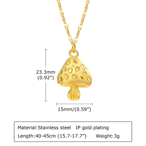 Wholesale Stainless Steel Geometric Mushroom Women's Earrings And Necklace With Electroplating