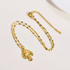 Wholesale Stainless Steel Geometric Mushroom Women's Earrings And Necklace With Electroplating