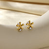 Wholesale Stainless Steel Geometric Natural Pearl Earrings 18K Gold Plated