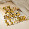 Wholesale Stainless Steel Geometric Natural Pearl Earrings 18K Gold Plated