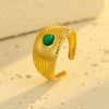 Wholesale Stainless Steel Geometric Natural Stone Ring With Electroplating For Women