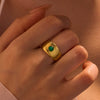 Wholesale Stainless Steel Geometric Natural Stone Ring With Electroplating For Women